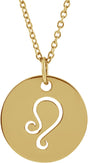 14K Yellow Leo Zodiac Disc 16-18" Necklace