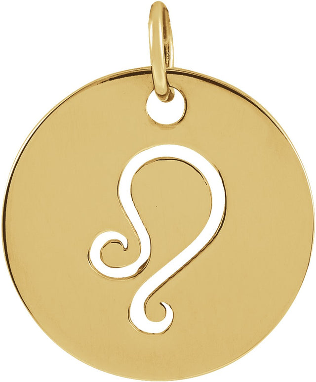 14K Yellow 16.5 mm Leo Zodiac Disc Pendant