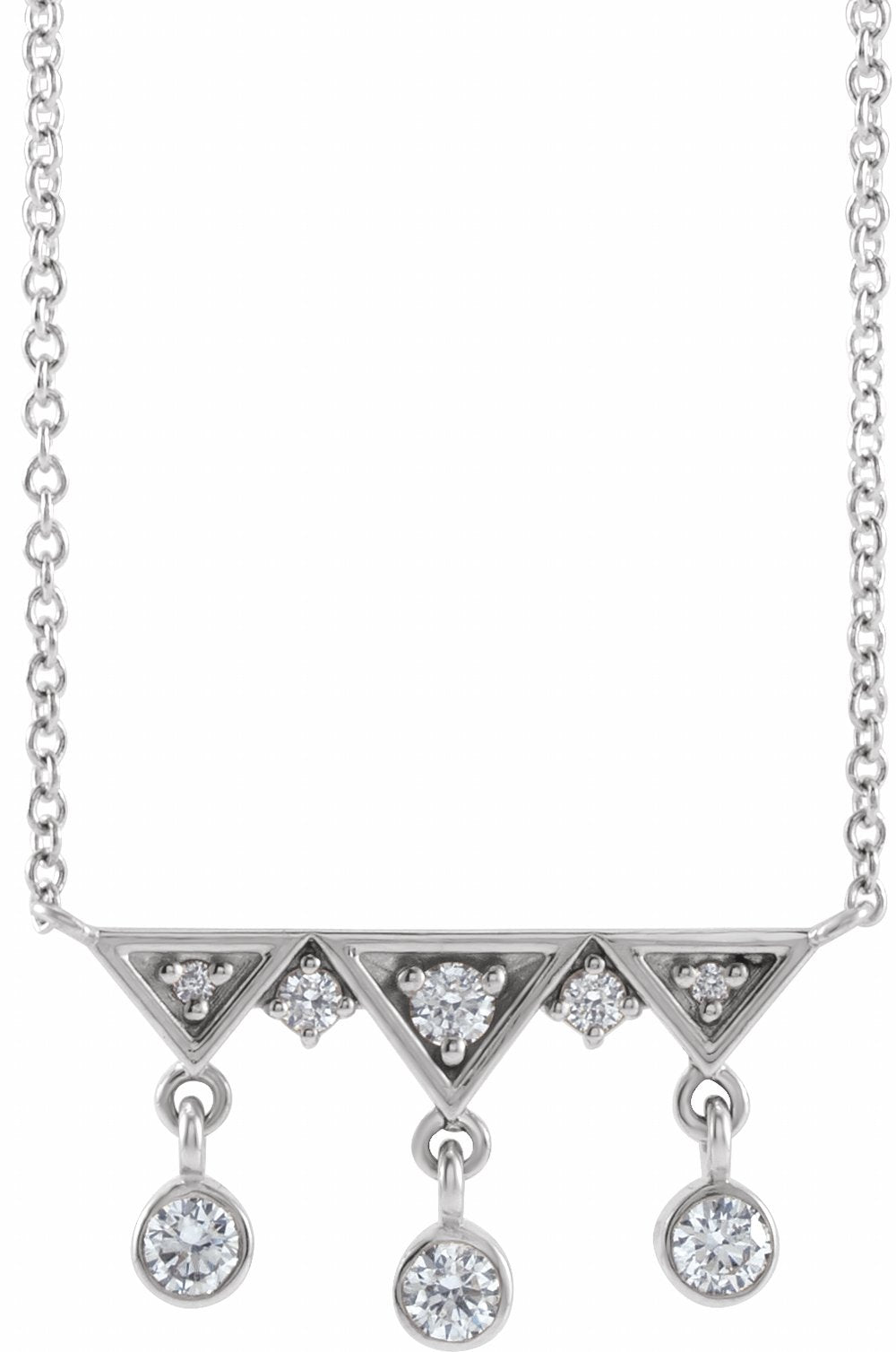 14K White 1/5 CTW Natural Diamond Fringe Bar 18" Necklace