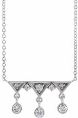 14K White 1/5 CTW Natural Diamond Fringe Bar 18" Necklace
