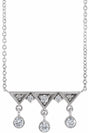 14K White 1/5 CTW Natural Diamond Fringe Bar 18" Necklace