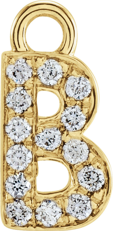 14K Yellow Petite Pavé™ .05 CTW Natural Diamond Initial B Dangle