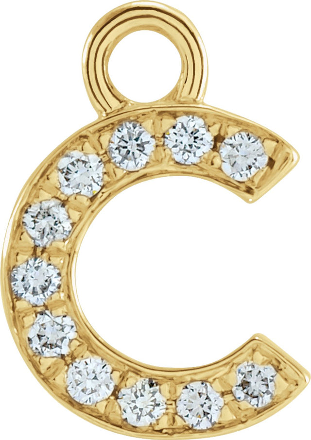 14K Yellow Petite Pavé™ .04 CTW Natural Diamond Initial C Dangle