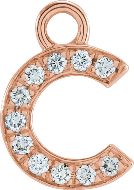 14K Rose .04 CTW Natural Diamond Initial C Dangle