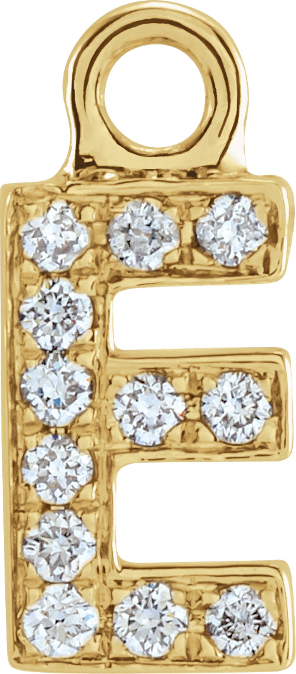 14K Yellow Petite Pavé™ .04 CTW Natural Diamond Initial E Dangle