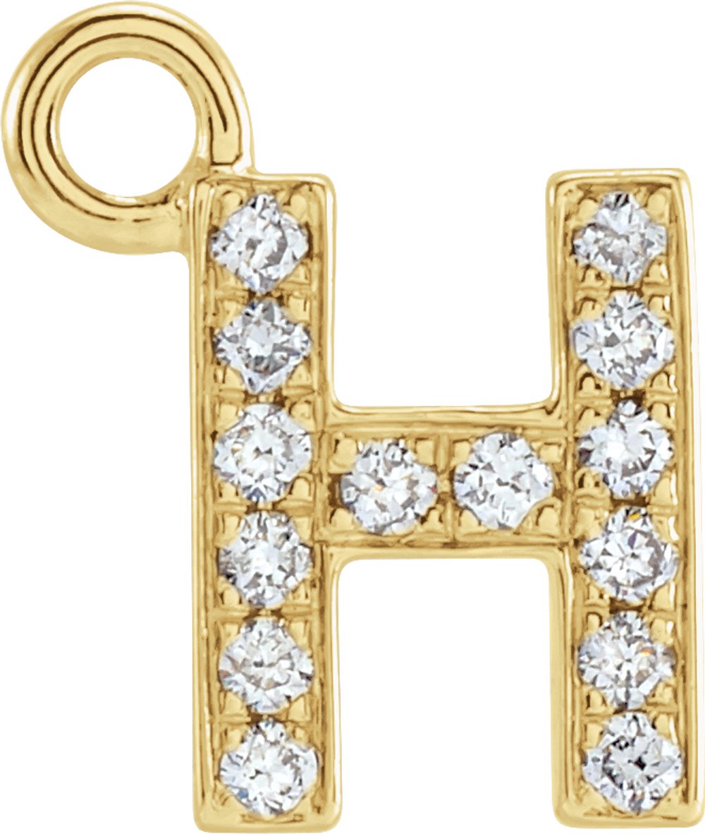 14K Yellow Petite Pavé™ .05 CTW Natural Diamond Initial H Dangle