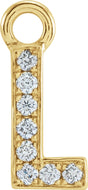 14K Yellow Petite Pavé™ .03 CTW Natural Diamond Initial L Dangle