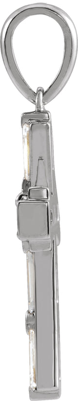 14K White Gold 3/8 CTW Natural Diamond Baguette Cross Pendant