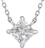14K White Gold 1/2 CTW Natural Diamond Solitaire 16" Necklace