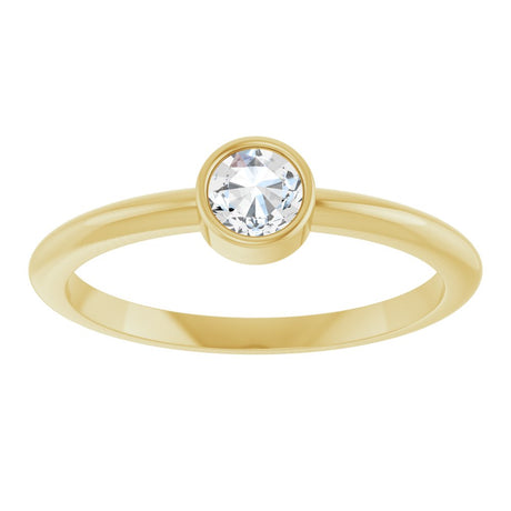 14K Yellow Gold 1/5 CT Rose-Cut Natural Diamond Stackable Ring