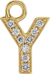 14K Yellow Petite Pavé™ .03 CTW Natural Diamond Initial Y Dangle