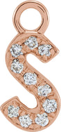 14K Rose Petite Pavé™ .05 CTW Natural Diamond Initial S Dangle