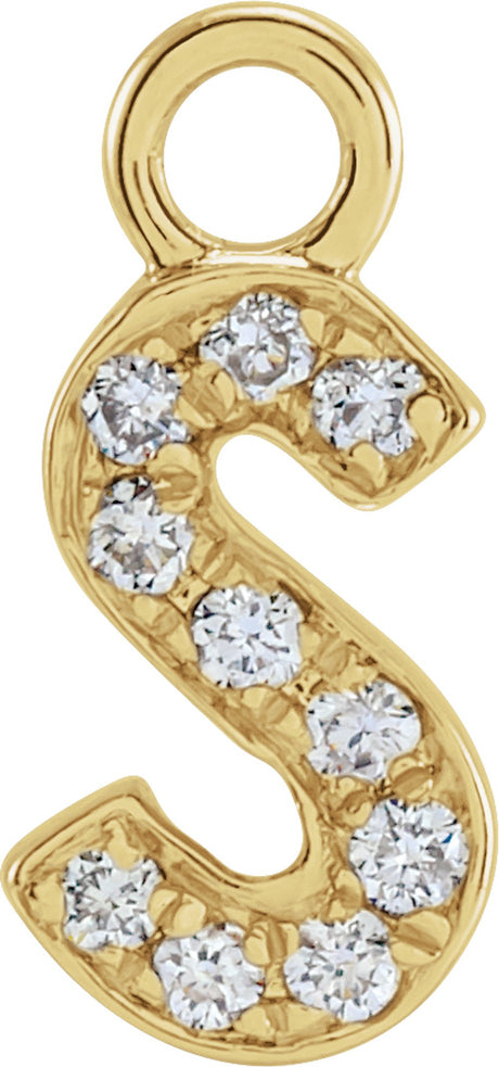 14K Yellow Petite Pavé™ .05 CTW Natural Diamond Initial S Dangle