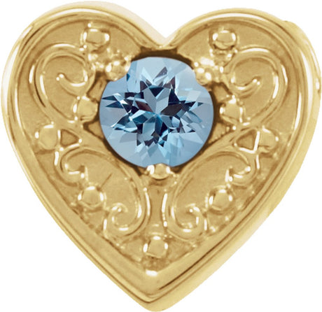 14K Yellow Natural Aquamarine Heart Slide Pendant