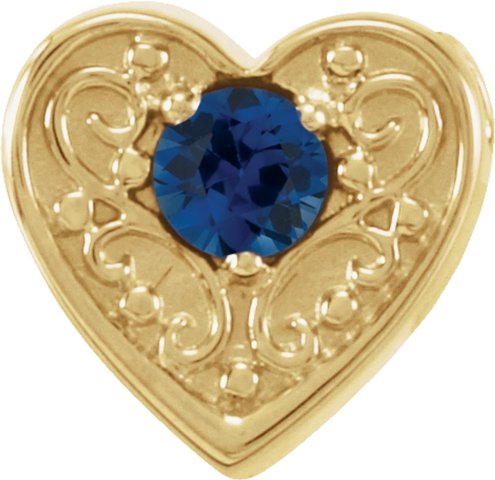 14K Yellow Gold Natural Blue Sapphire Heart Slide Pendant