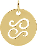 14K Yellow 16.5 mm Cancer Zodiac Disc Pendant