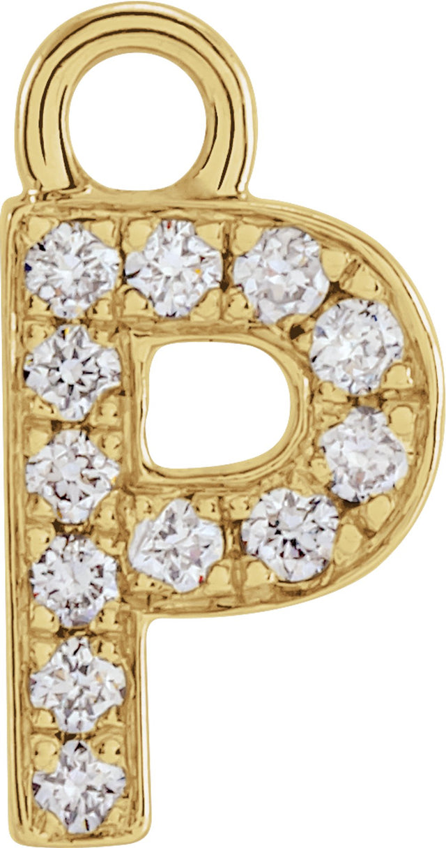 14K Yellow Petite Pavé™ .04 CTW Natural Diamond Initial P Dangle