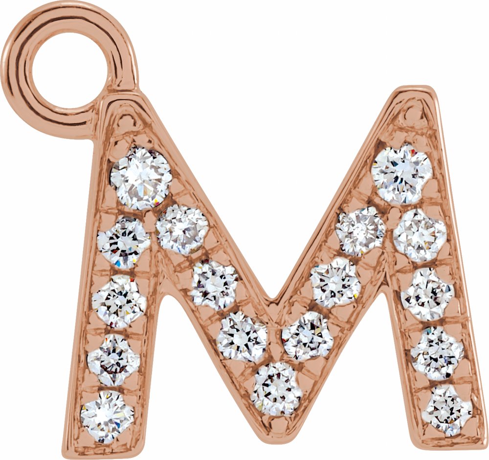 14K Rose Petite Pavé™ .06 CTW Natural Diamond Initial M Dangle