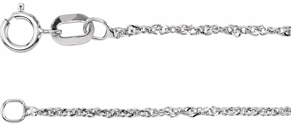 14K White Gold 1 mm Singapore 24" Chain