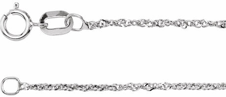 14K White Gold 1 mm Singapore 24" Chain
