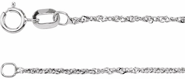 14K White Gold 1 mm Singapore 7" Chain 