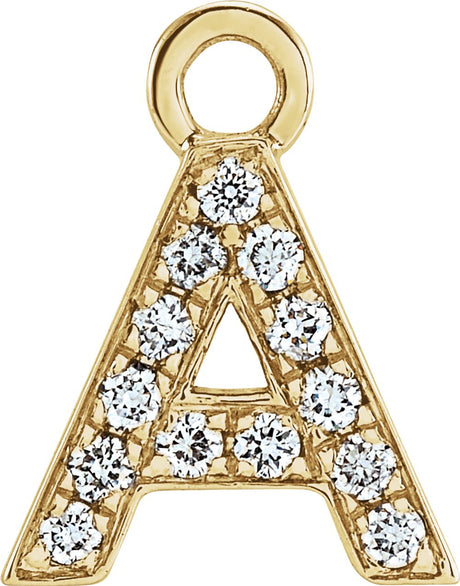 14K Yellow Petite Pavé™ .05 CTW Natural Diamond Initial A Dangle