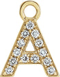 14K Yellow Petite Pavé™ .05 CTW Natural Diamond Initial A Dangle