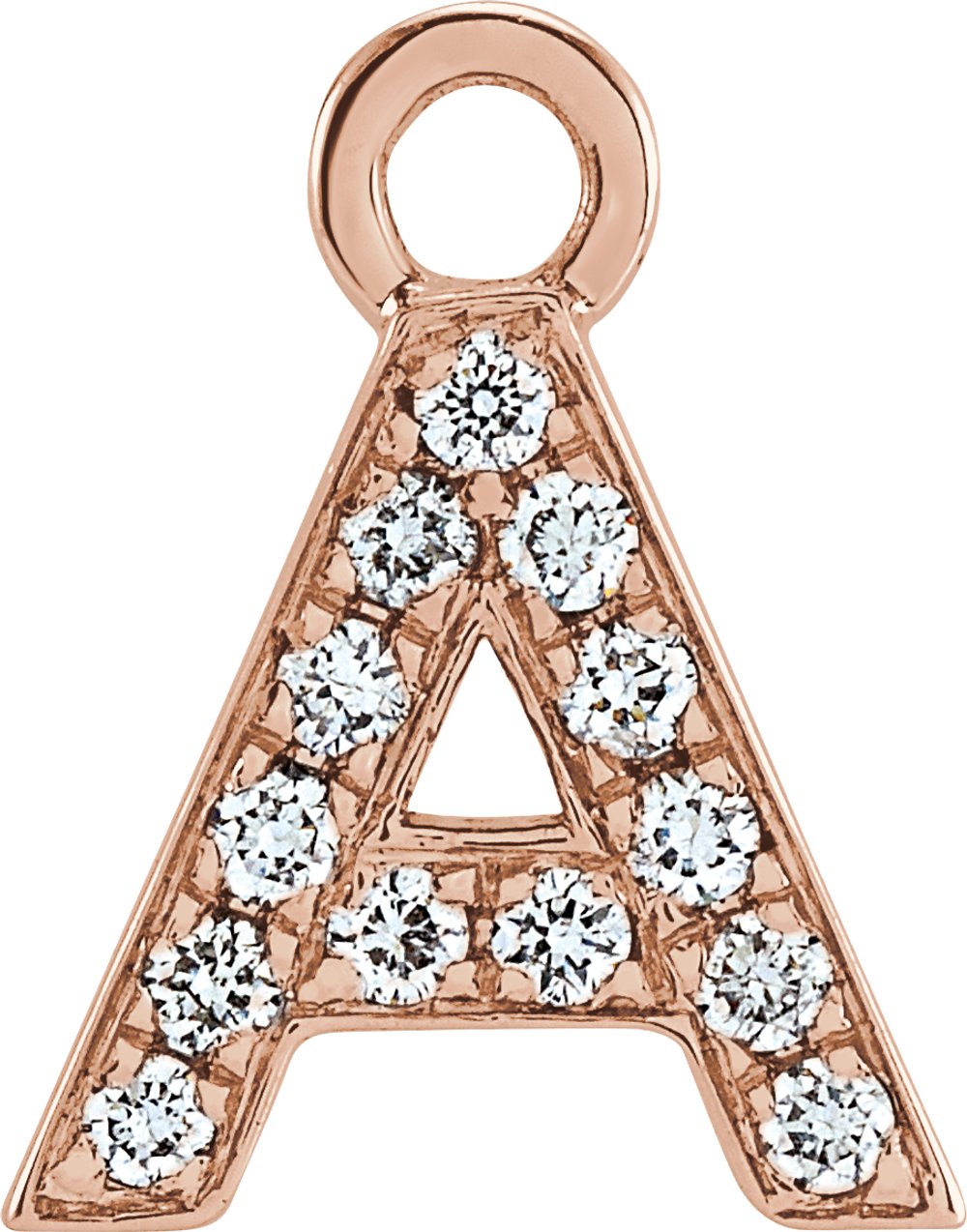 14K Rose Petite Pavé™ .05 CTW Natural Diamond Initial A Dangle