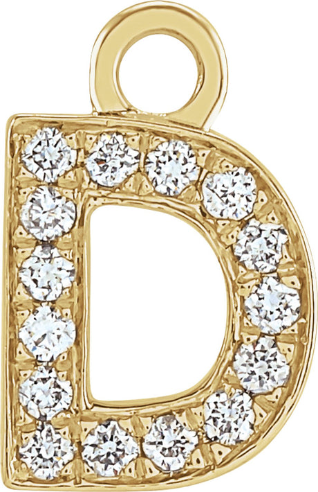 14K Yellow Petite Pavé™ .05 CTW Natural Diamond Initial D Dangle