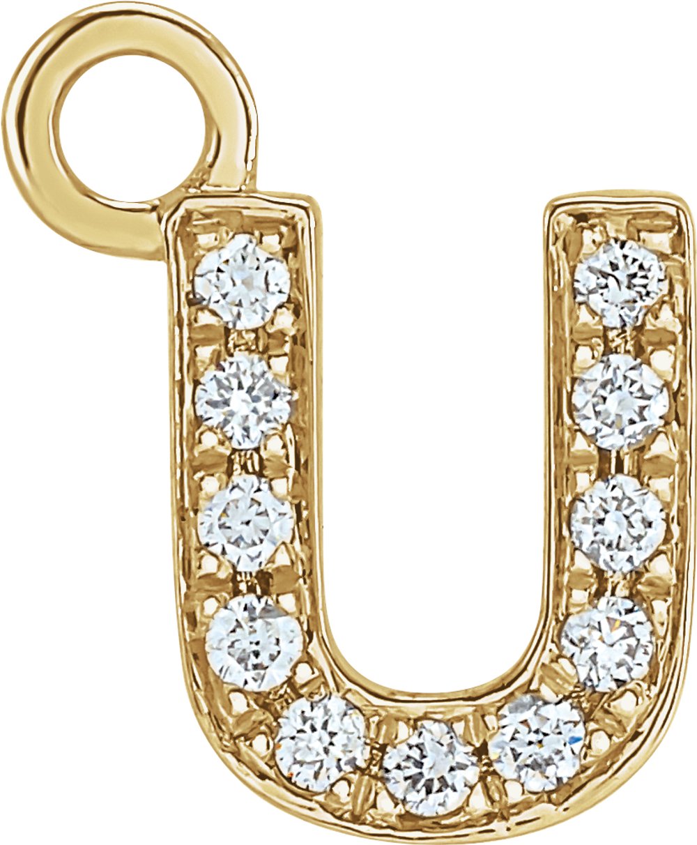 14K Yellow Petite Pavé™ .04 CTW Natural Diamond Initial U Dangle