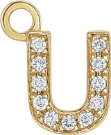 14K Yellow Petite Pavé™ .04 CTW Natural Diamond Initial U Dangle