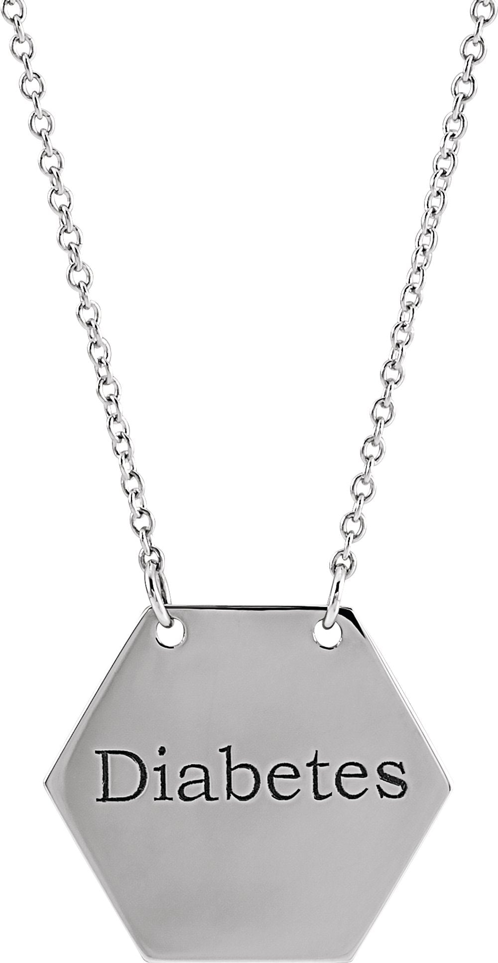 Sterling Silver 17.8x15.5 mm Medical Identification 18" Necklace