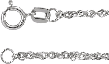 14K White Gold 1.7 mm Diamond-Cut Singapore 7 1/2" Chain 