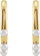 14K Yellow Gold Cultured Seed Pearl Hoop Earrings