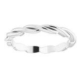 14K White Woven-Design Band Size 7