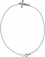 14K White Gold Engravable Cross 6 1/2-7 1/2" Bracelet