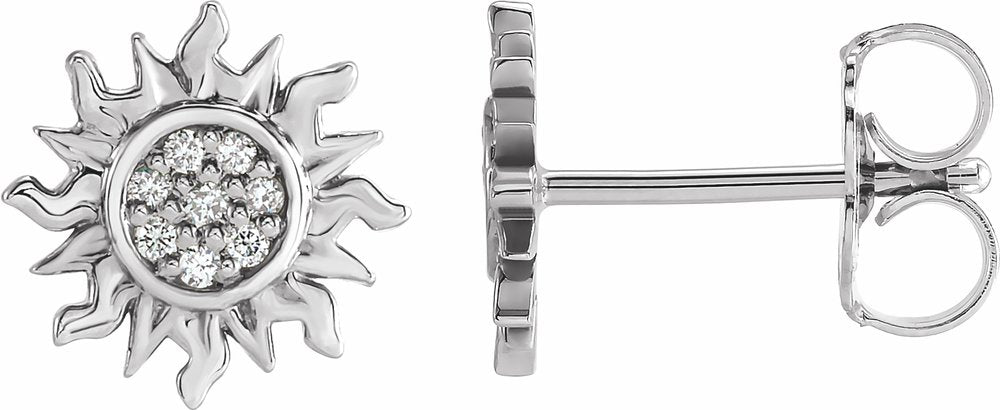 14K White Gold .04 CTW Natural Diamond Sun Earrings