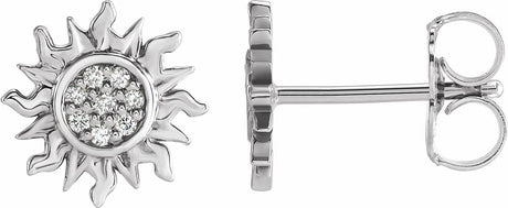 14K White Gold .04 CTW Natural Diamond Sun Earrings