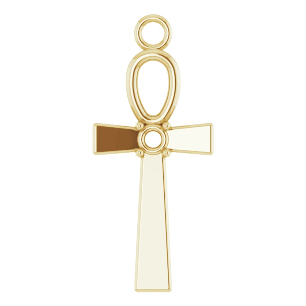 14K Yellow .03 CTW Natural Diamond Ankh Cross Dangle