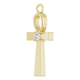 14K Yellow .03 CTW Natural Diamond Ankh Cross Dangle