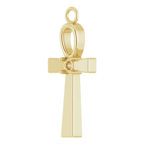 14K Yellow .03 CTW Natural Diamond Ankh Cross Dangle