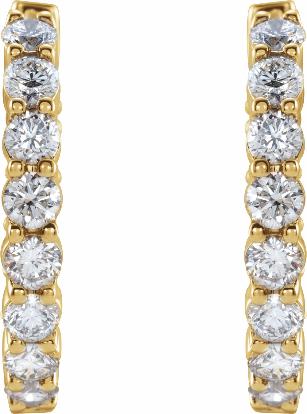 14K Yellow 2 CTW Lab-Grown Diamond Inside-Outside Hinged 20 mm Hoop Earrings