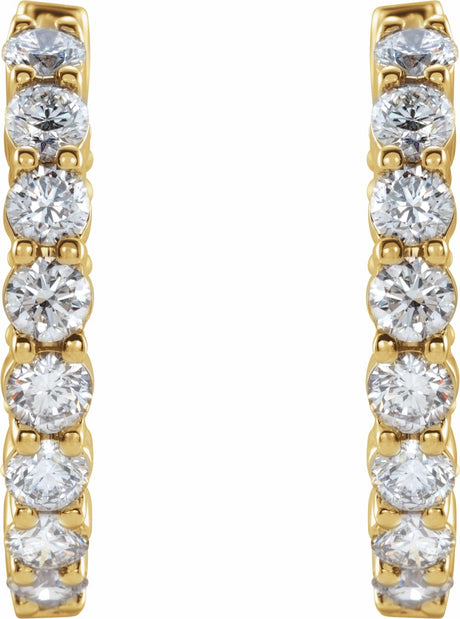 14K Yellow 2 CTW Lab-Grown Diamond Inside-Outside Hinged 20 mm Hoop Earrings