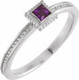 14K White Natural Amethyst Family Stackable Ring