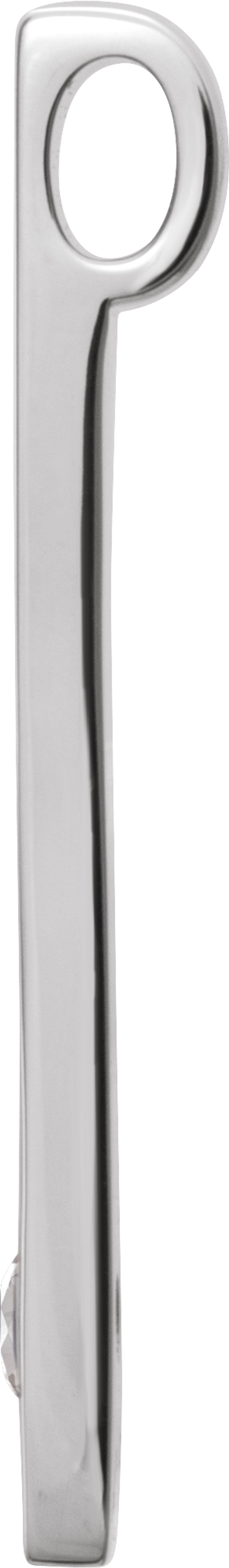 14K White .06 CT Natural Diamond Family Engravable Bar Pendant