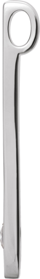 14K White .06 CT Natural Diamond Family Engravable Bar Pendant