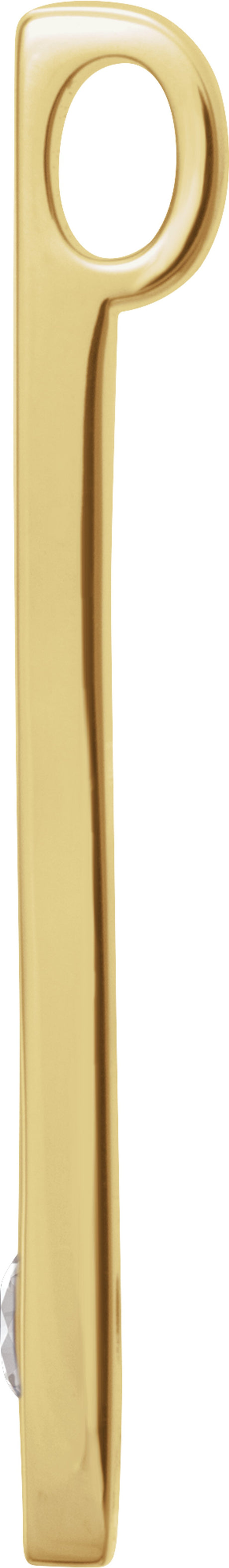 14K Yellow Gold .06 CT Natural Diamond Family Engravable Bar Pendant