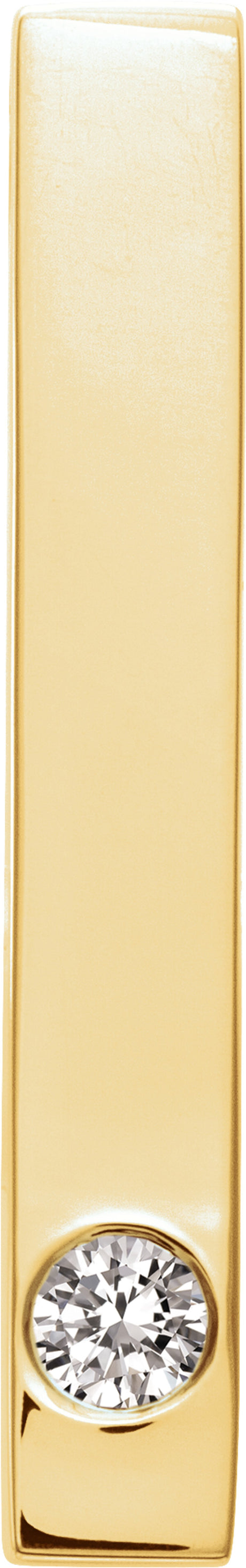 14K Yellow Gold .06 CT Natural Diamond Family Engravable Bar Pendant