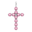 14K White Gold Natural Pink Tourmaline Cross Pendant