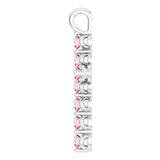 14K White Gold Natural Pink Tourmaline Cross Pendant